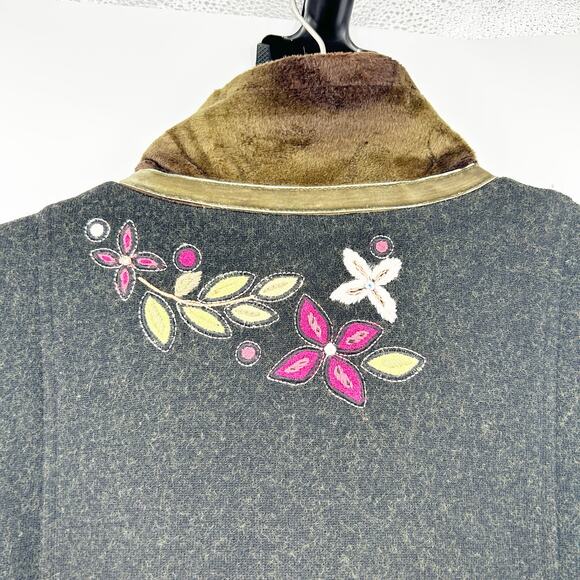Icelandic Design Womens Vintage Floral 100% Wool Cardigan Sweater Jacket Size S - Picture 6 of 7